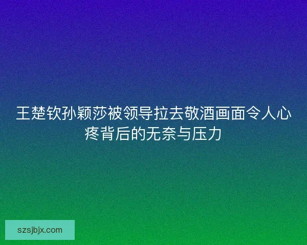 王楚钦孙颖莎被领导拉去敬酒画面令人心疼背后的无奈与压力