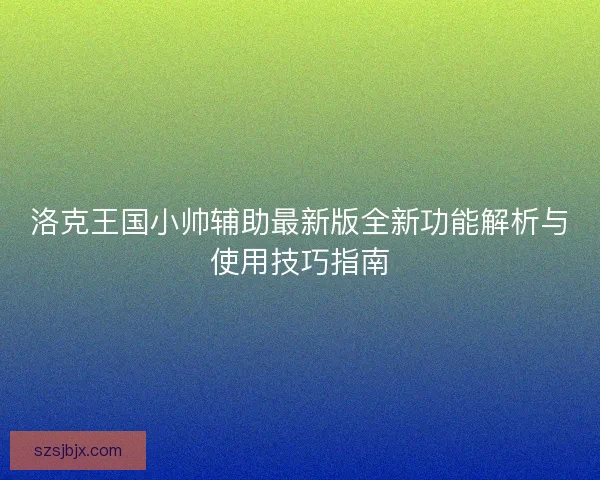 洛克王国小帅辅助最新版全新功能解析与使用技巧指南