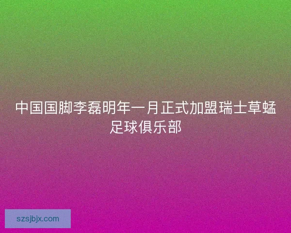 中国国脚李磊明年一月正式加盟瑞士草蜢足球俱乐部