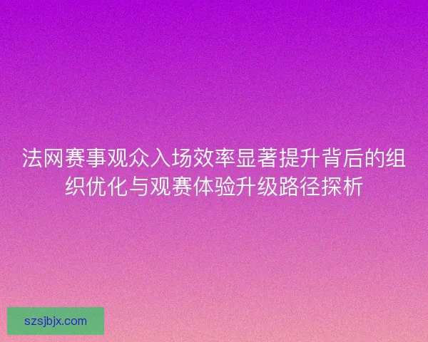 法网赛事观众入场效率显著提升背后的组织优化与观赛体验升级路径探析